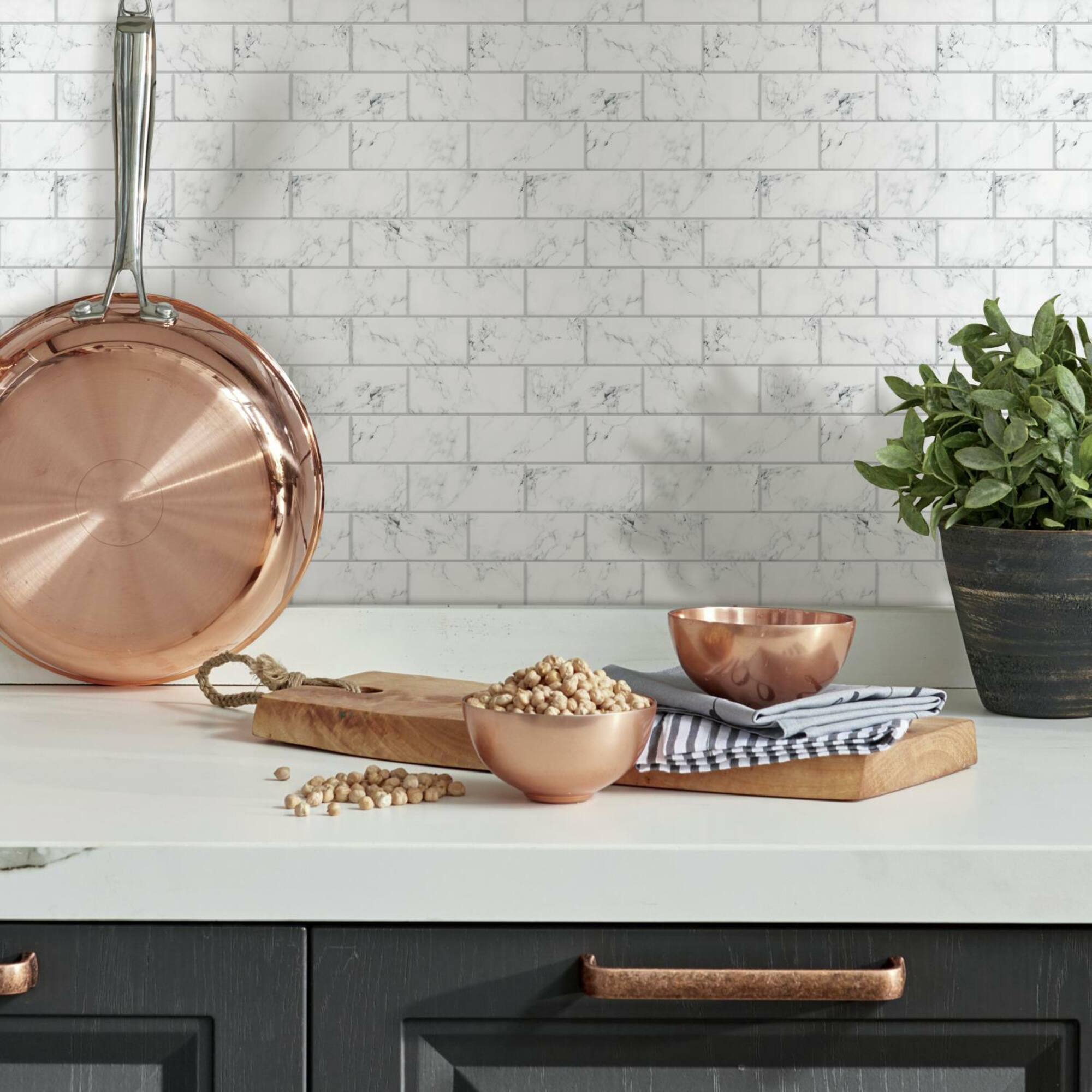 RoomMates Carrara Marble Subway Peel & Stick Backsplash StickTiles